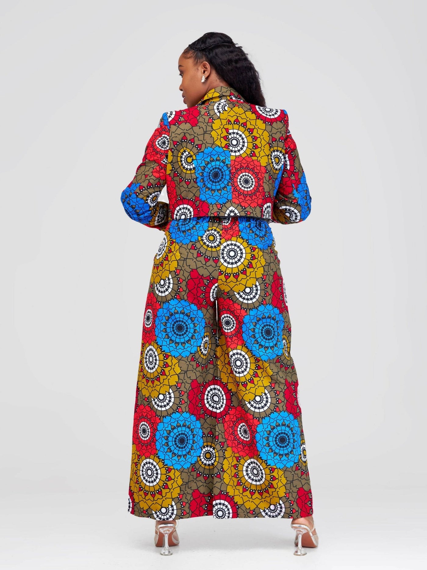 SBV Ankara Pant Suit - Red Print - Shopzetu