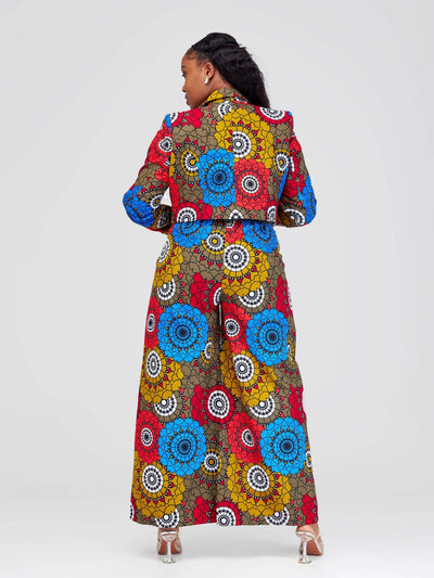 SBV Ankara Pant Suit - Red Print - Shopzetu