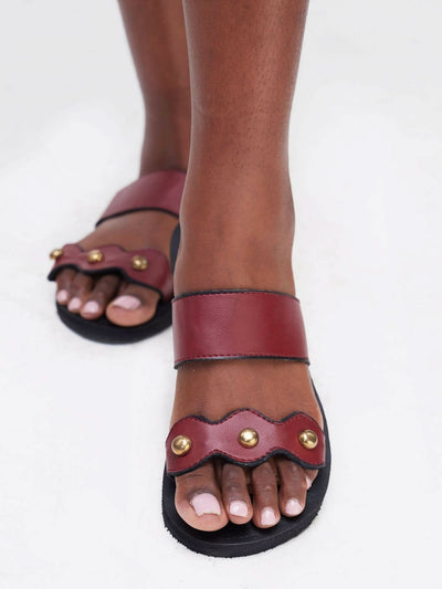 Biba Trends Collections Maroon Sandals - Maroon / Black - Shopzetu