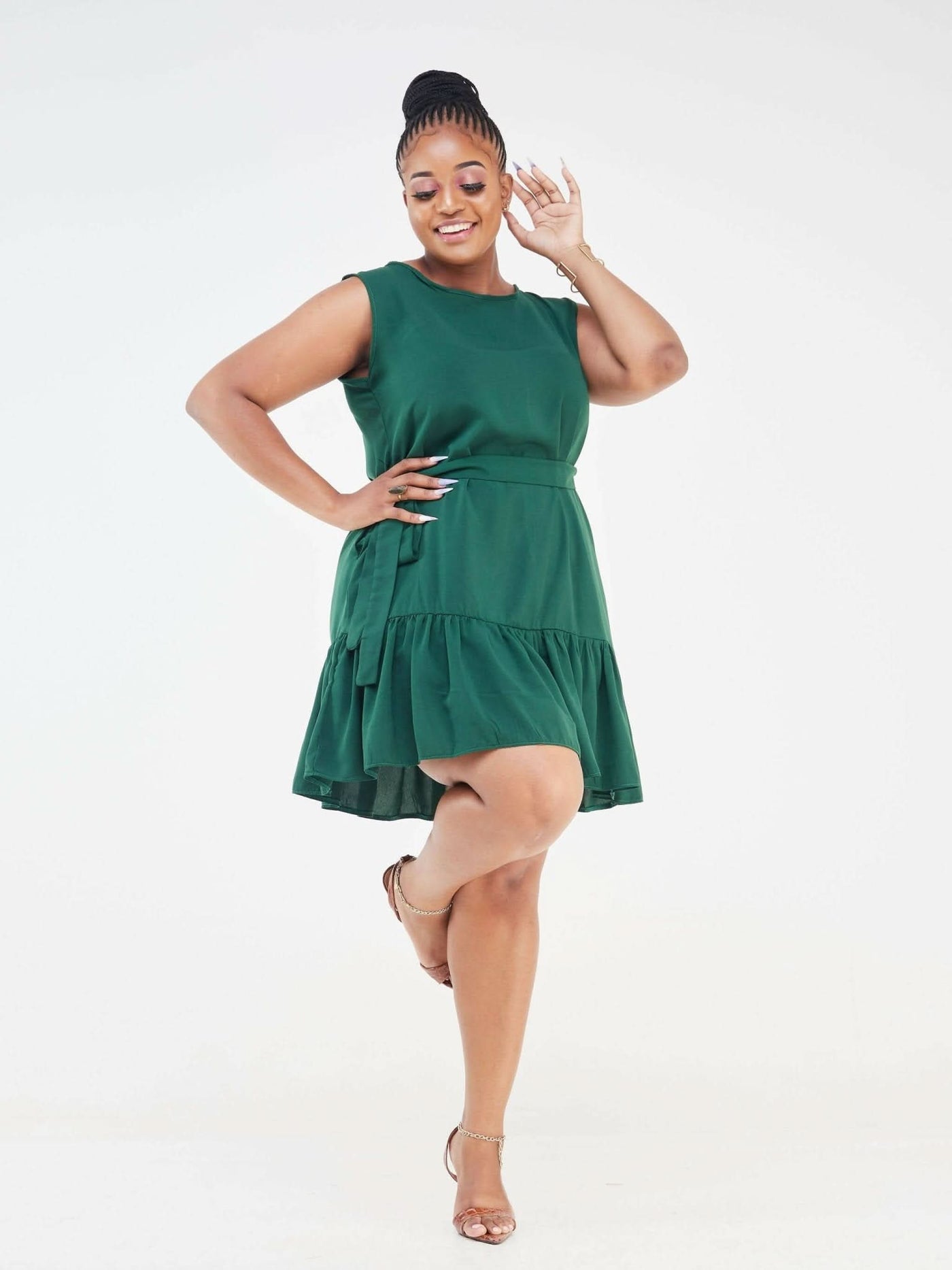Phyls Collections Leila Sleeveless Shift Knee Length Dress - Green - Shopzetu