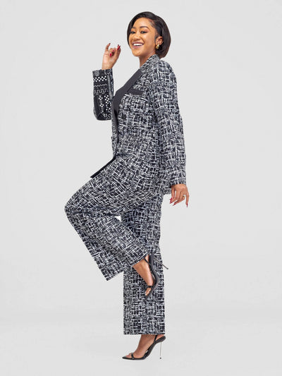 SBV Ankara Pant Suit - Black / White - Shopzetu