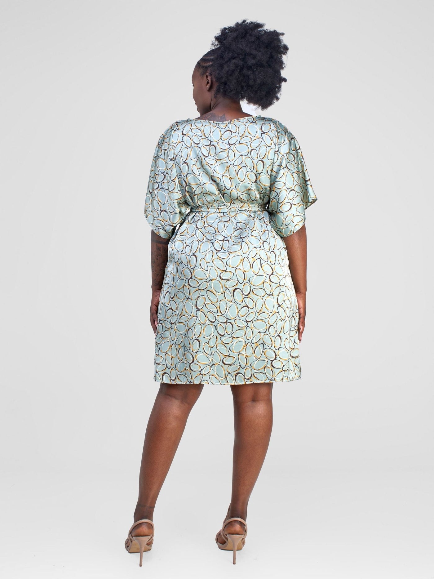 Vivo Hanabi Drop Shoulder Dress - Green Koto Print - Shopzetu