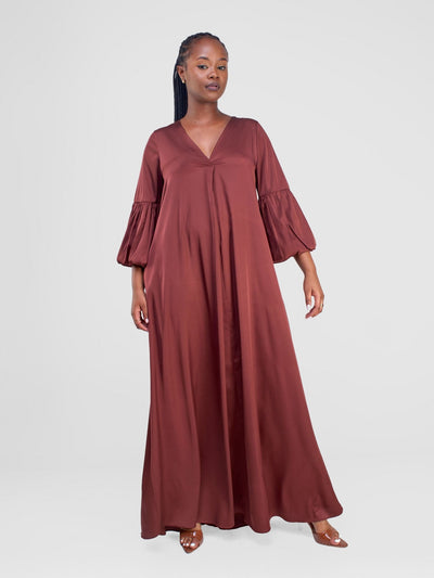 Vivo Hanabi Tent Maxi Dress - Dark Brown - Shopzetu