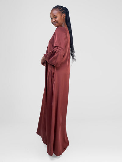 Vivo Hanabi Tent Maxi Dress - Dark Brown - Shopzetu