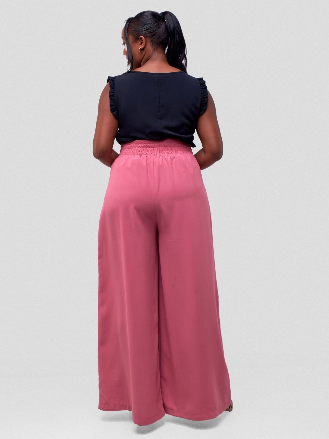 Vivo Ava Pleated Wide Leg Pants - Pink - Shopzetu