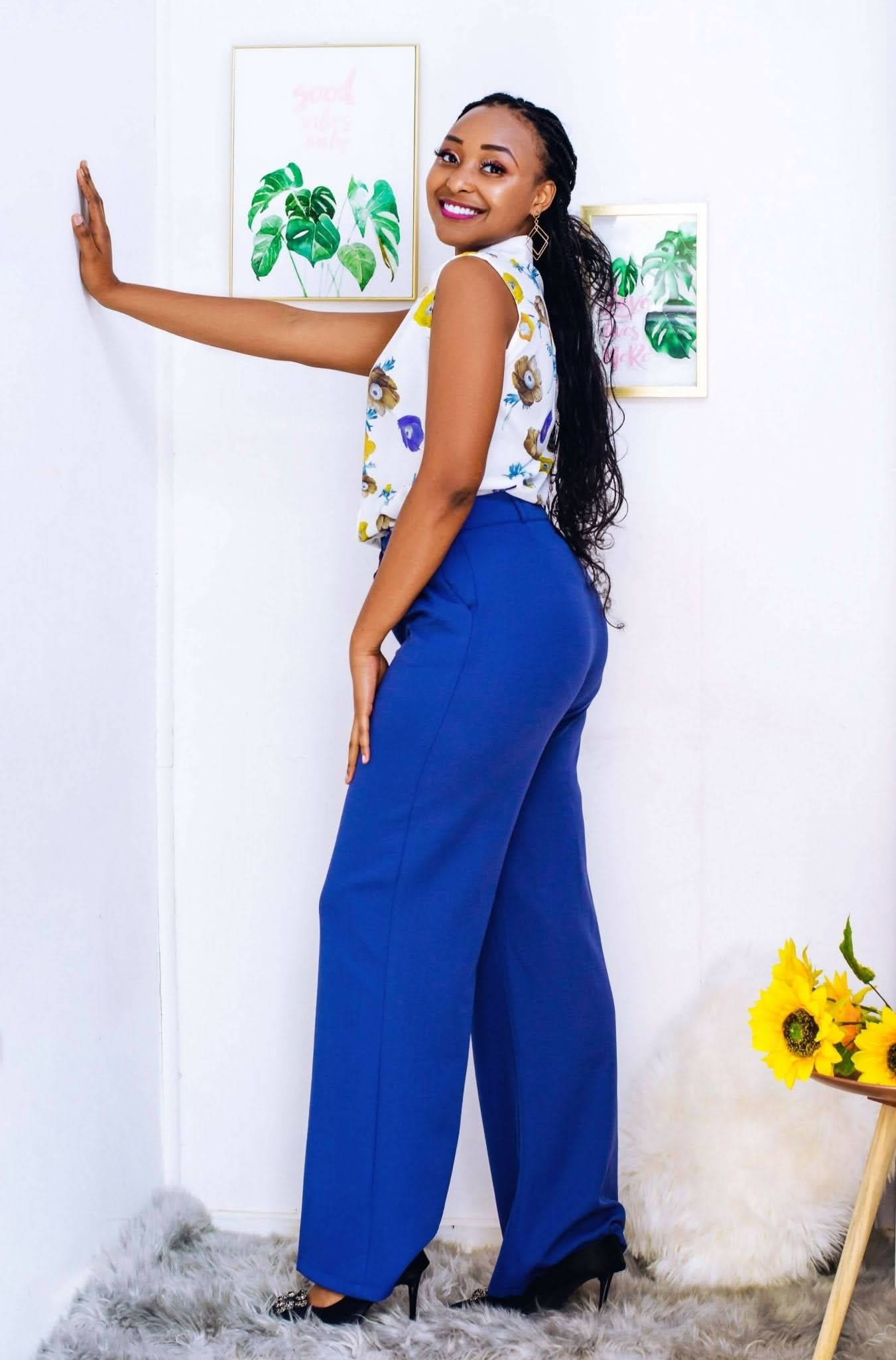 The Fashion Frenzy Flared Trouser - Blue - Shopzetu