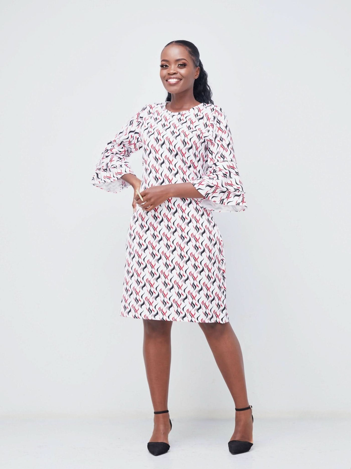 Phyls Collections Zuri Knee Length Dress - Red - Shopzetu