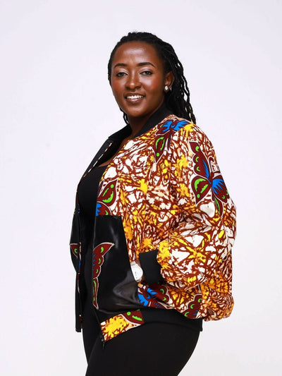 Ancestral House Nef Africanprint Bomber - Brown - Shopzetu