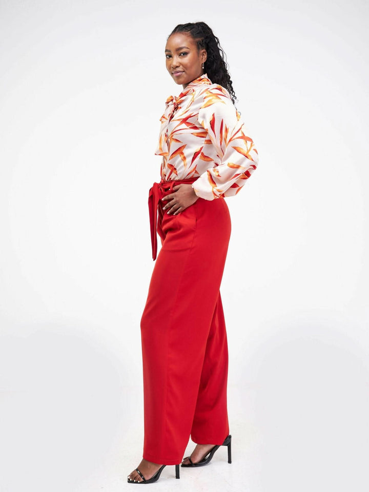 Siri Studio Pleat Palazzo Pants - Rust - Shopzetu
