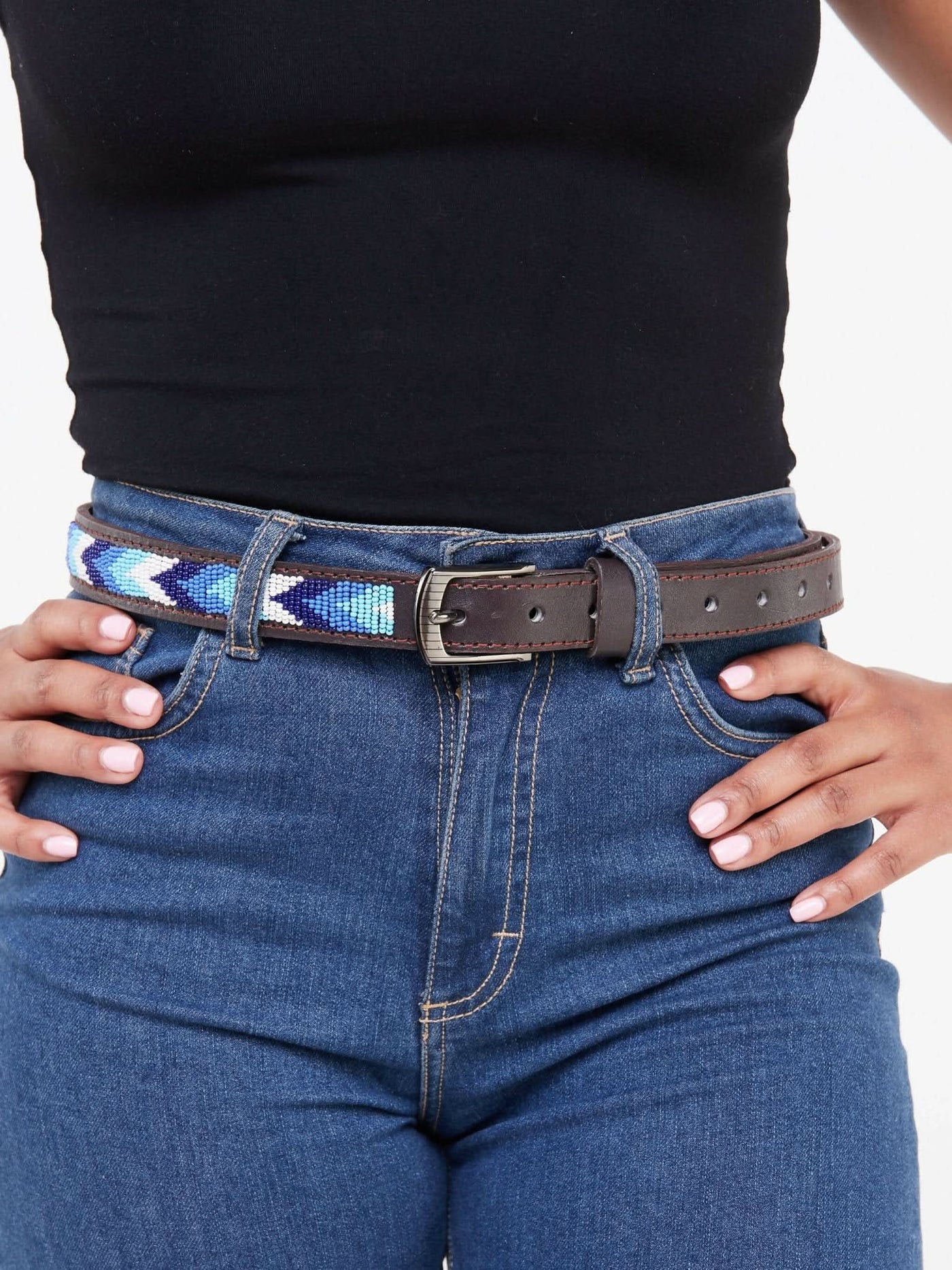 Kiondo Everyday Beaded Belt - Blue - Shopzetu