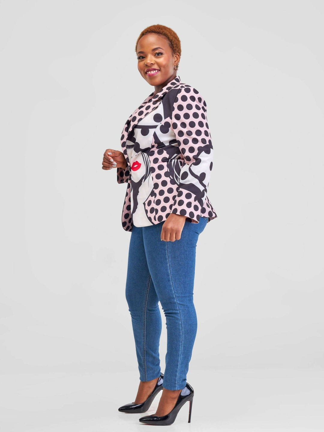 Immaculate Chic Polka Dot Blazer - Rose Pink - Shopzetu