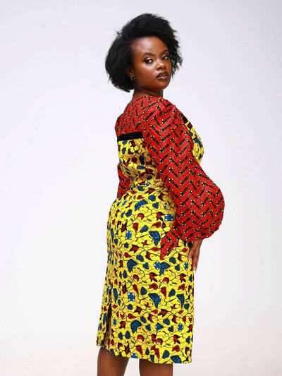 Ancestral House DD Ajike Fitted Dress - Yellow - Shopzetu