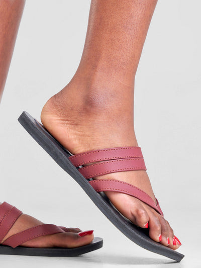 Biba Trends Collections Naunet Maroon Sandals - Maroon / Black - Shopzetu