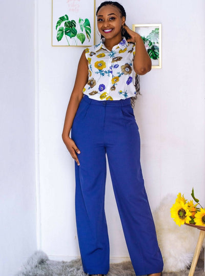 The Fashion Frenzy Flared Trouser - Blue - Shopzetu