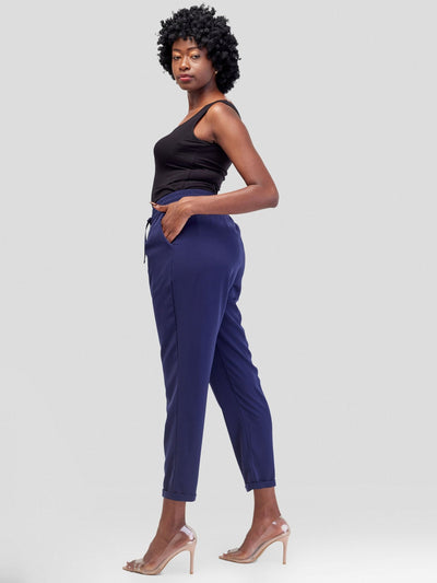 Vivo Ava Tapered Pants - Navy Blue - Shopzetu