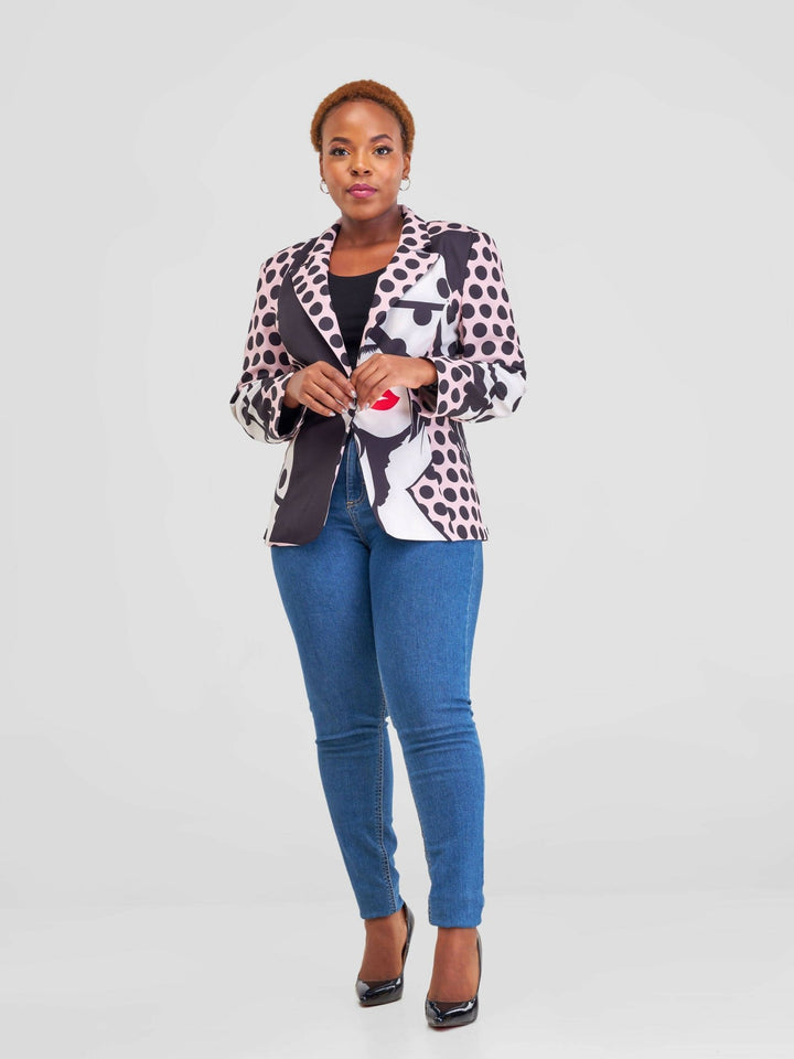 Immaculate Chic Polka Dot Blazer - Rose Pink - Shopzetu