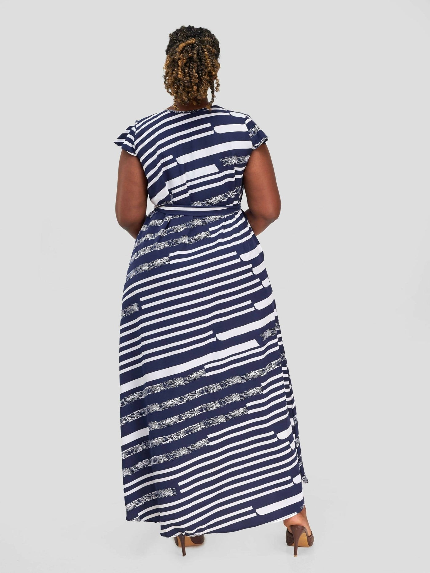Phyls Collections Malindi Maxi Dress - Navy Blue / White Print - Shopzetu