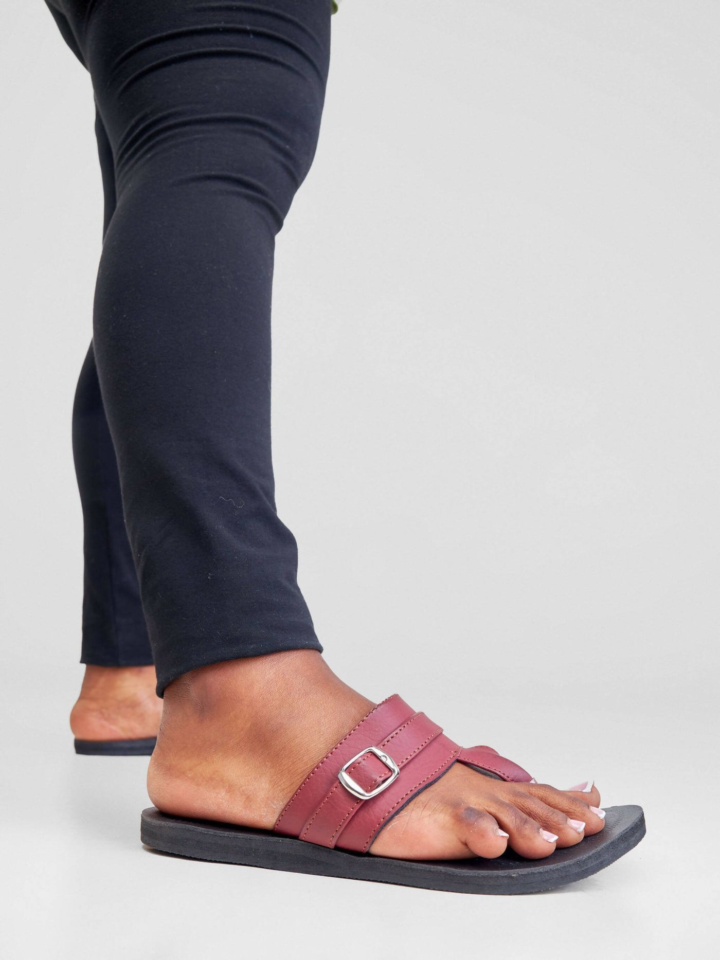 Biba Trends Collections Abeeba Buckle Sandals - Maroon / Black - Shopzetu