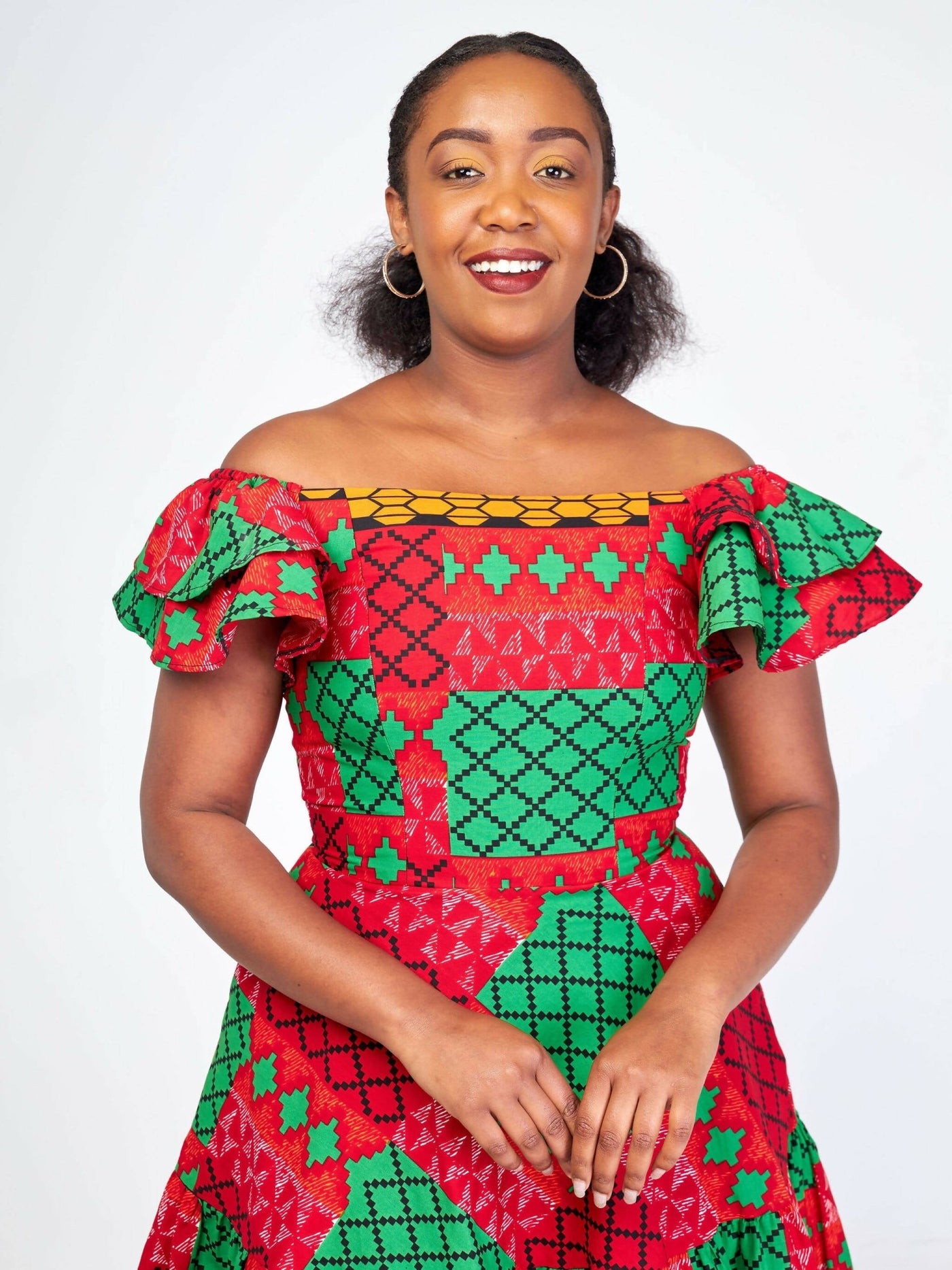 GravioFashion Tryna Skater Dress - Red / Green - Shopzetu