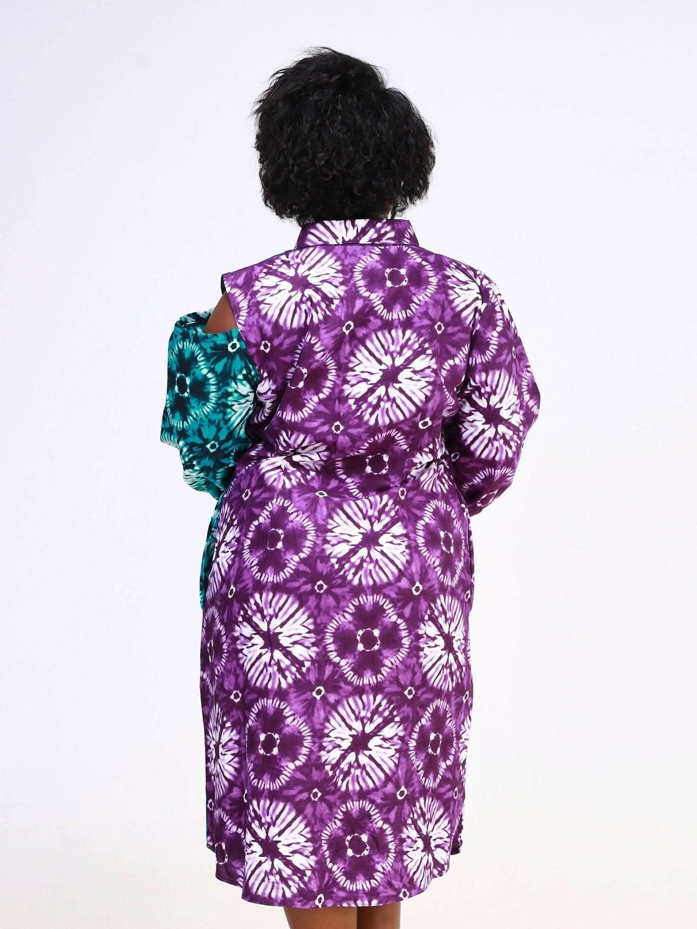 Ancestral House DD Cold Shoulder Shirt Dress - Purple - Shopzetu