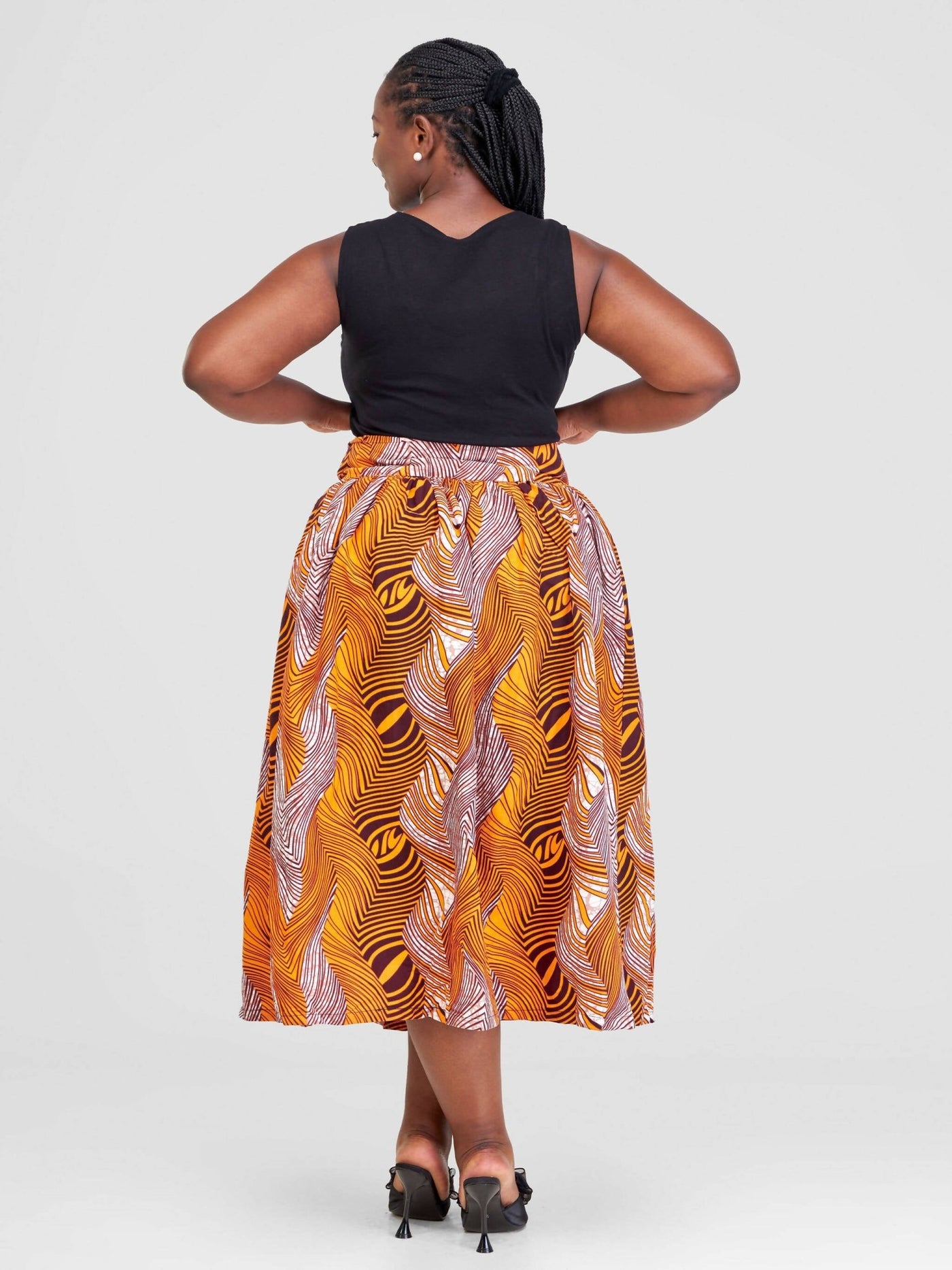 PrettyGline Ankara Skirt - Mustard / Black - Shopzetu