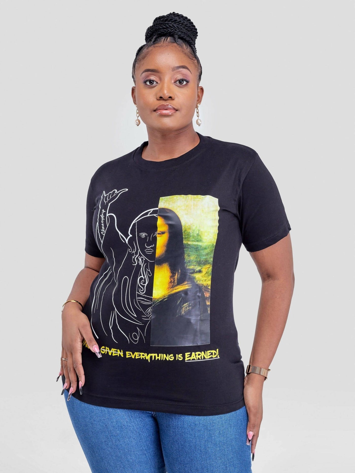 Cheezydrip Monalisa T-shirt - Black - Shopzetu