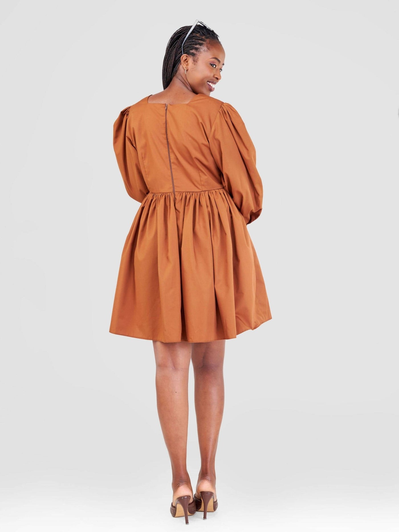 Izulu Doldol Mini Dress - Chocolate Brown - Shopzetu