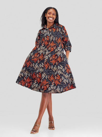 Hando Afrikan Designs Shujaa Dress - Orange Print - Shopzetu