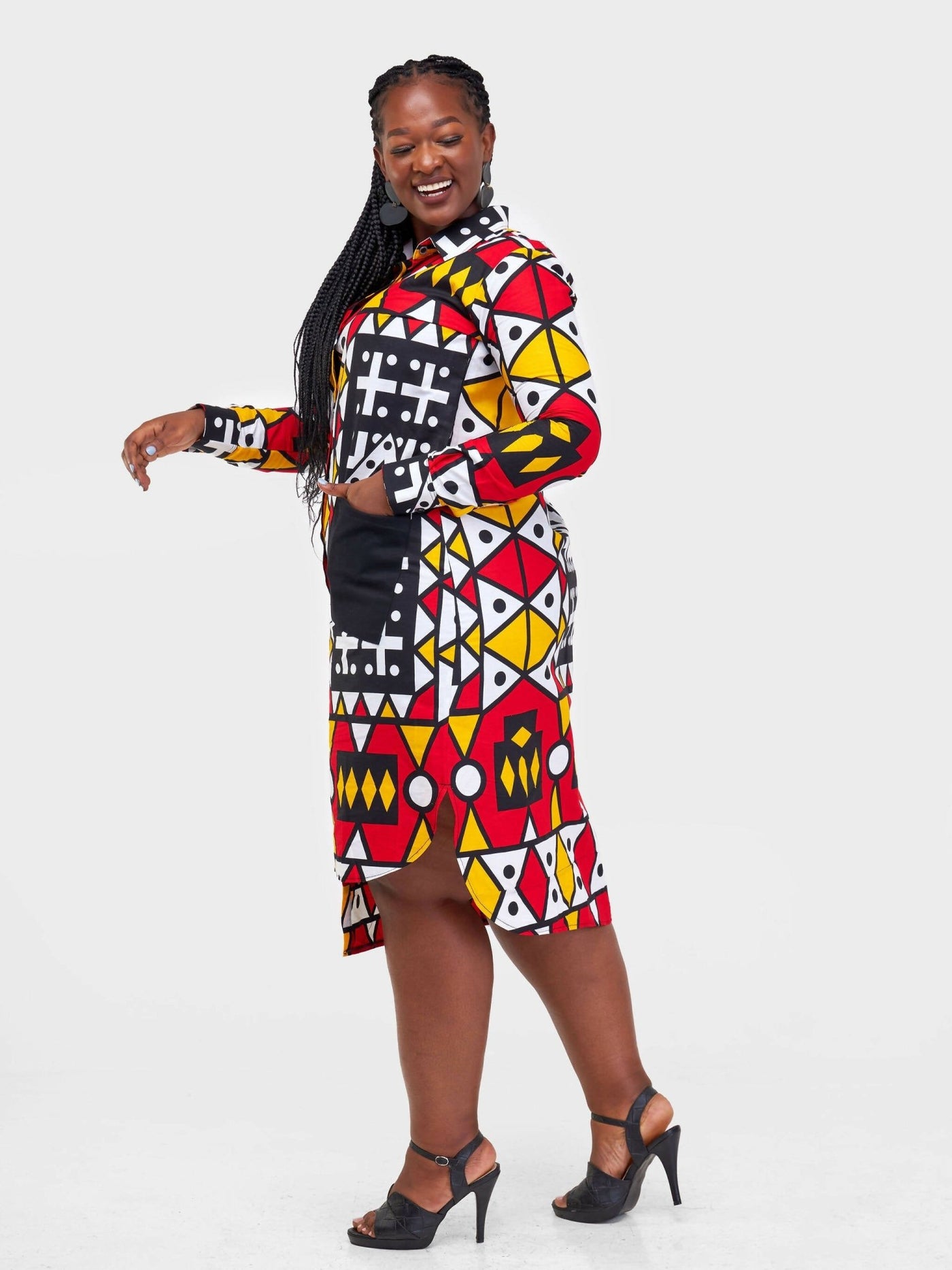 Gravio Fashions Kente Shirt Dress - Multicolored - Shopzetu