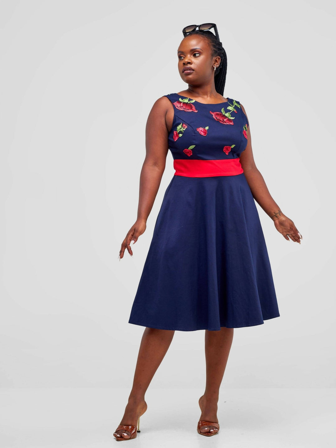 Immaculate Chic Skater Dress - Navy Blue - Shopzetu