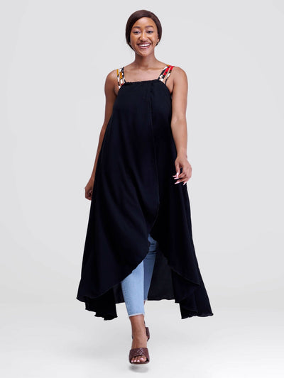 Smash By Kaly Triple Strapped Wrap Chiffon Dress Top - Black - Shopzetu