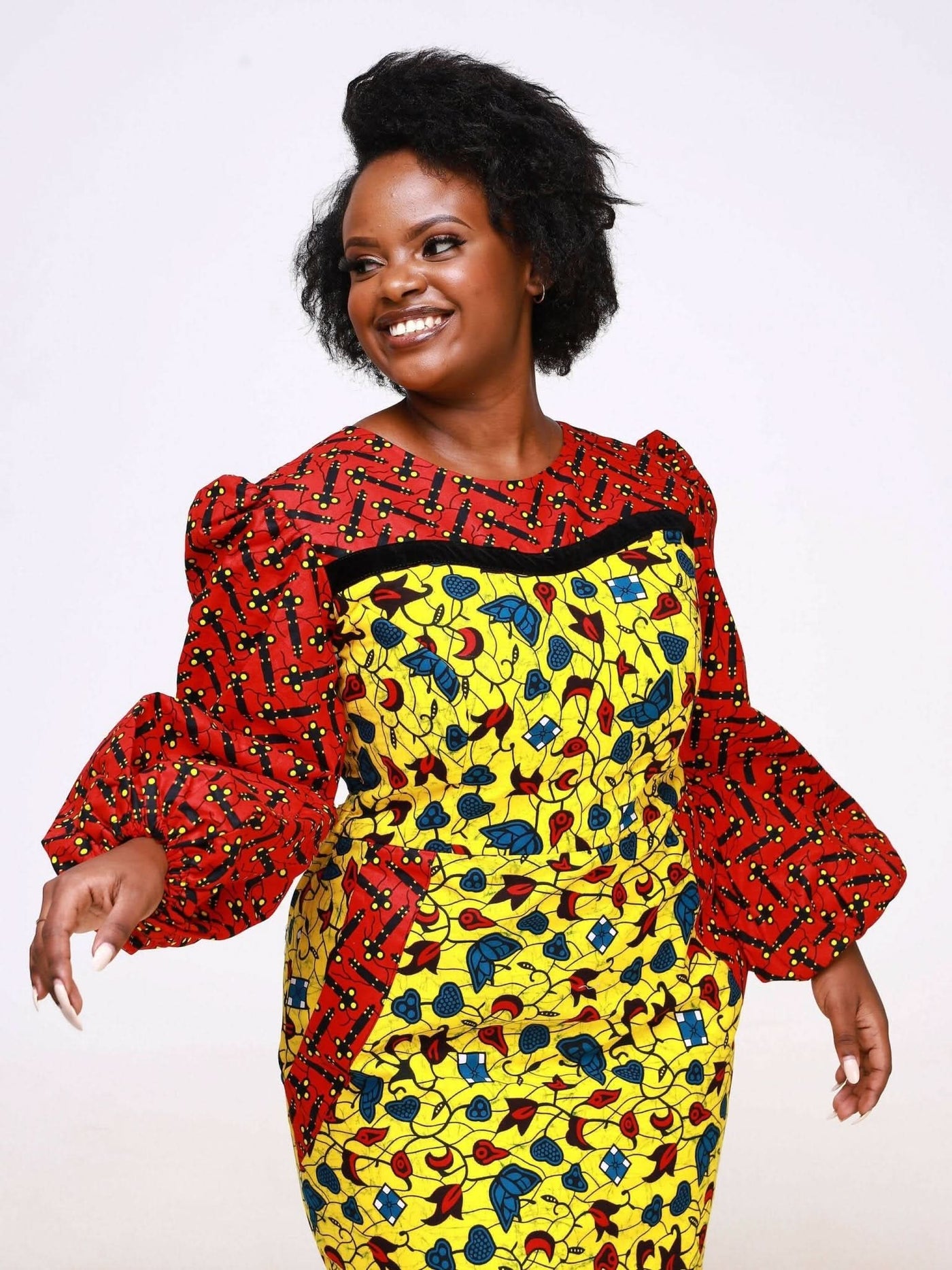 Ancestral House DD Ajike Fitted Dress - Yellow - Shopzetu