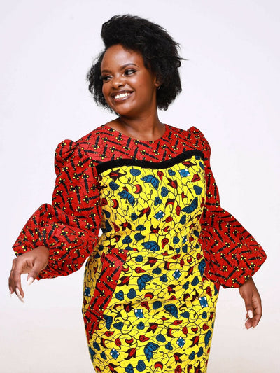 Ancestral House DD Ajike Fitted Dress - Yellow - Shopzetu
