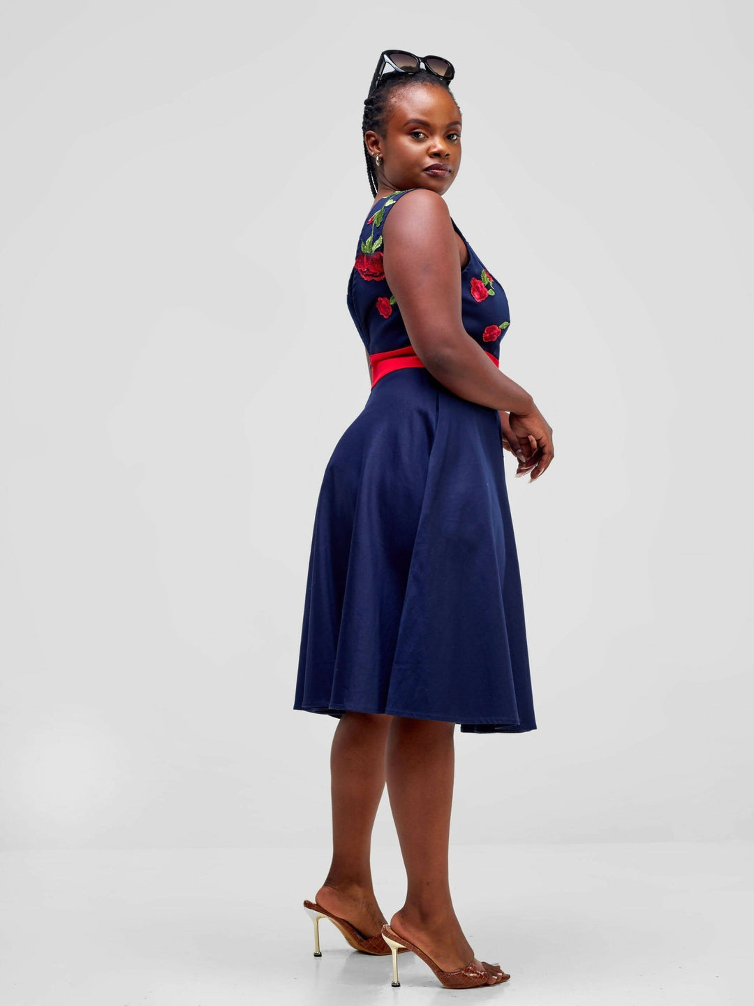 Immaculate Chic Skater Dress - Navy Blue - Shopzetu