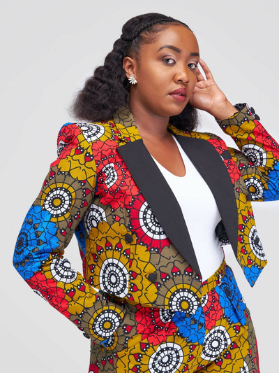 SBV Ankara Pant Suit - Red Print - Shopzetu