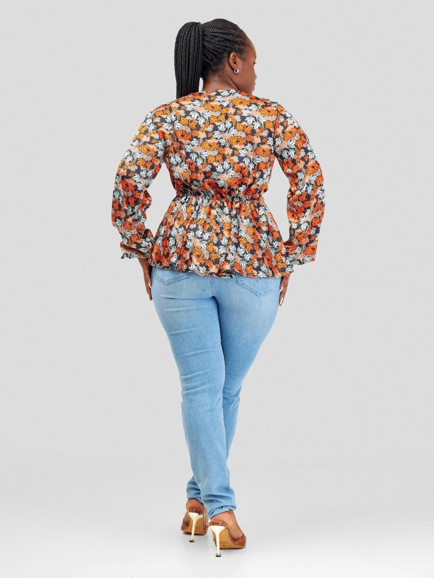 Silk House Collection Zoella Top - Orange / Brown print - Shopzetu