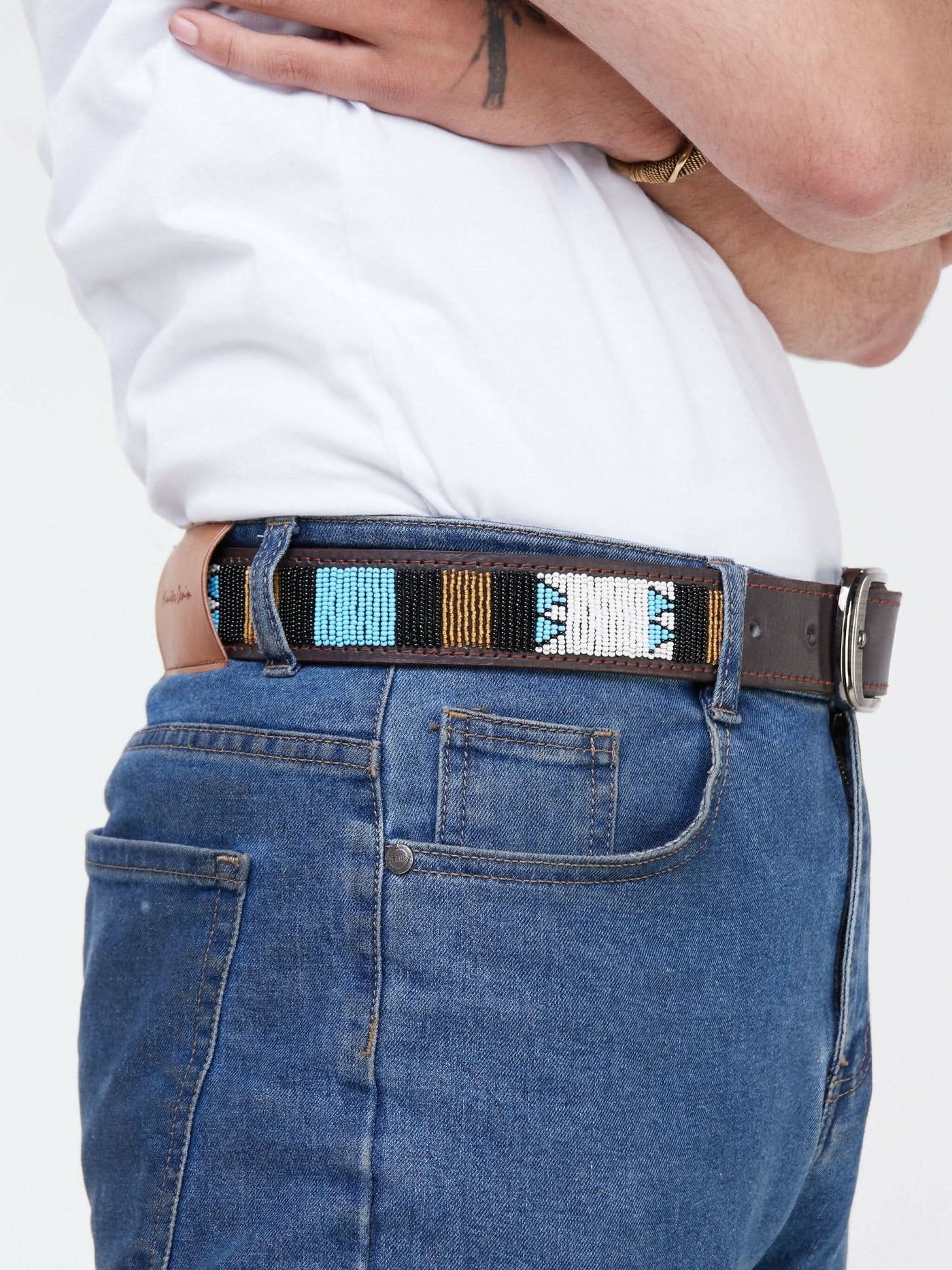 Kiondo Everyday Multicolored Beaded Belt - Brown - Shopzetu