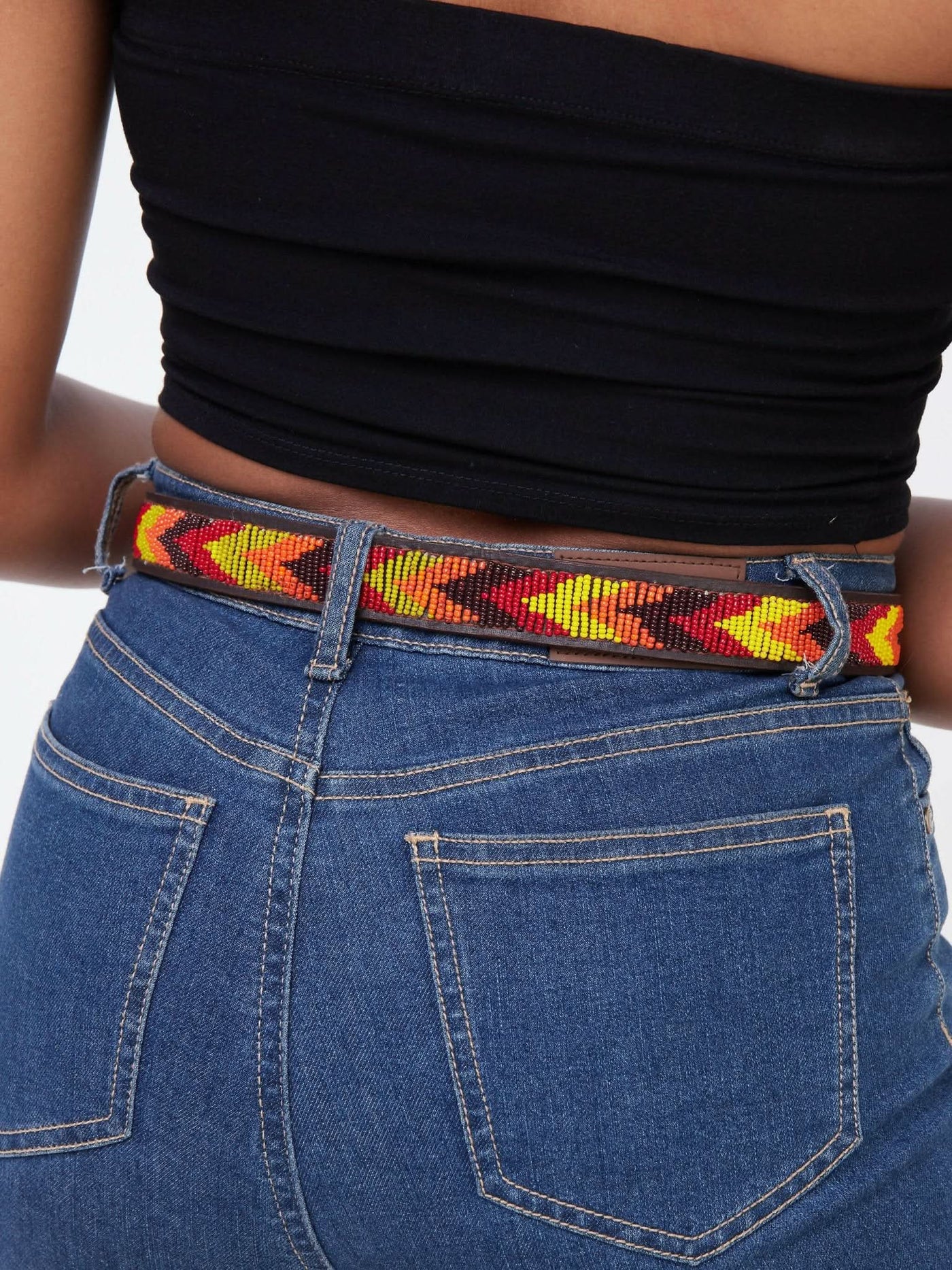 Kiondo Everyday Multicolored Beaded Belt - Brown - Shopzetu