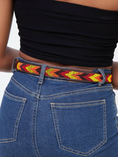 Kiondo Everyday Multicolored Beaded Belt - Brown - Shopzetu