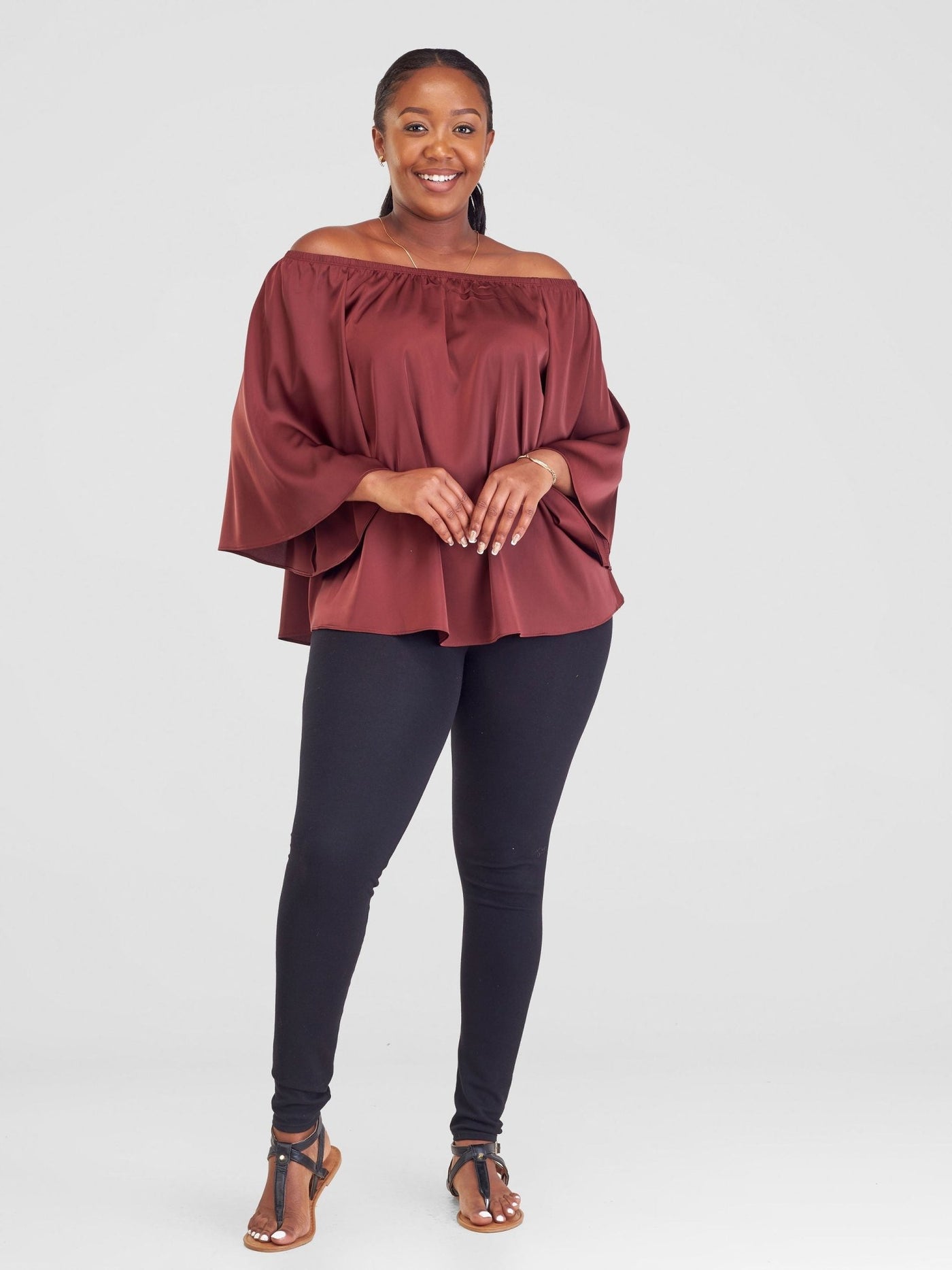 Vivo Sanali Off - Shoulder Top - Brown - Shopzetu