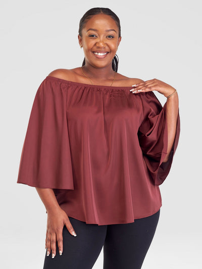 Vivo Sanali Off - Shoulder Top - Brown - Shopzetu