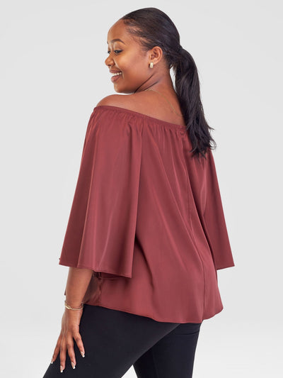 Vivo Sanali Off - Shoulder Top - Brown - Shopzetu