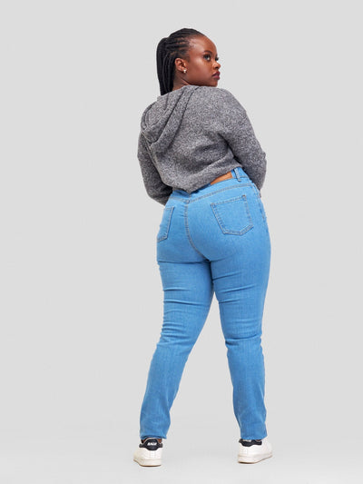 Denim Haven High Rise Skinny Ripped Jeans - Light Blue - Shopzetu