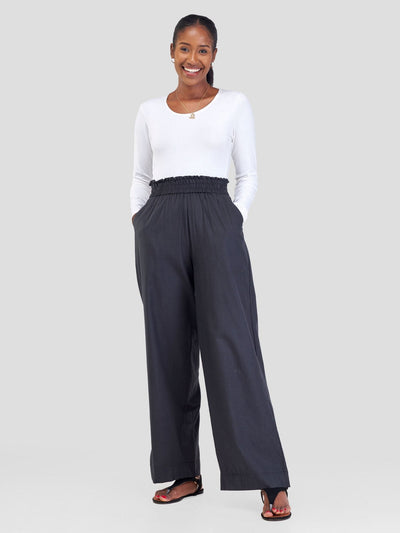 Safari Kikoy Wide Leg Pants -Black - Shopzetu
