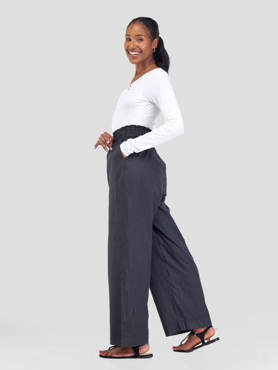 Safari Kikoy Wide Leg Pants -Black - Shopzetu