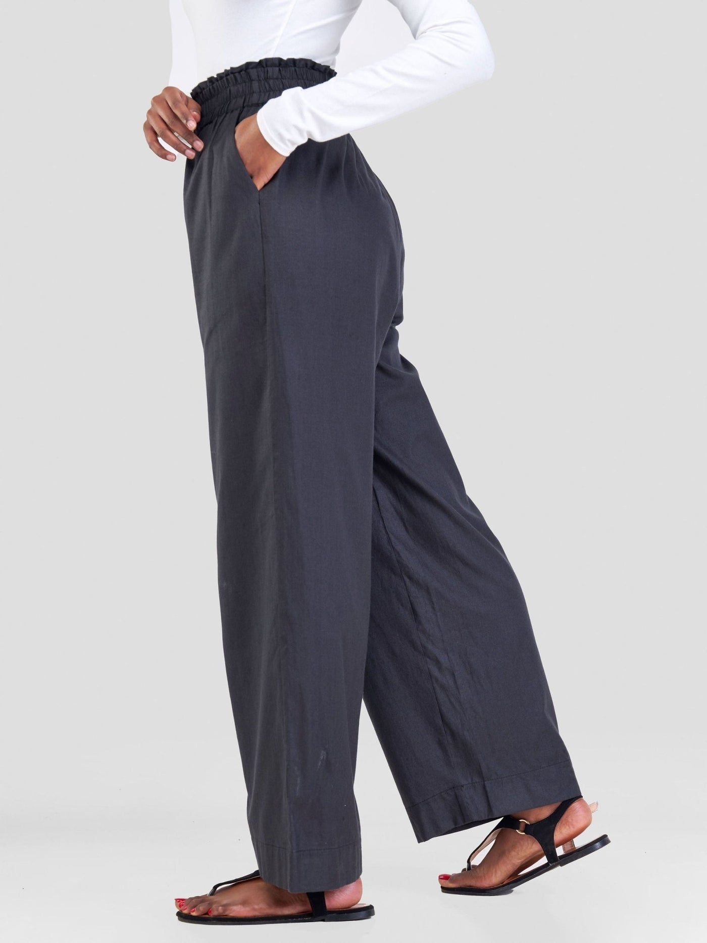 Safari Kikoy Wide Leg Pants -Black - Shopzetu