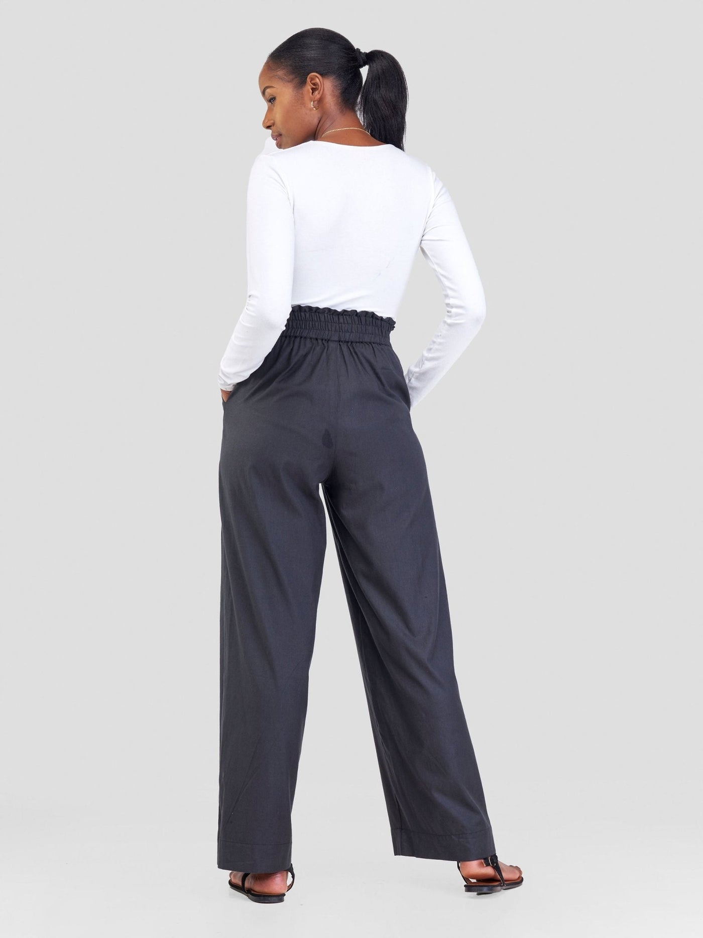 Safari Kikoy Wide Leg Pants -Black - Shopzetu