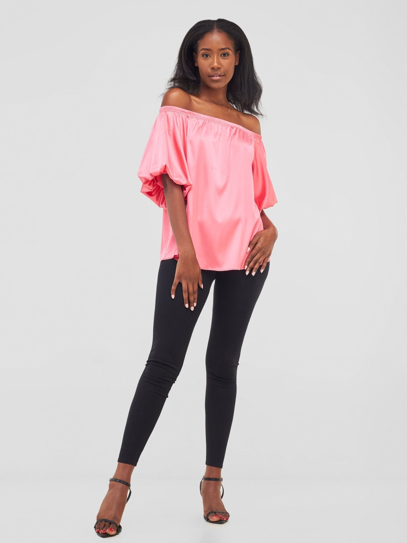 Vivo Sanyu Bubble Off - Shoulder Top - Pink - Shopzetu