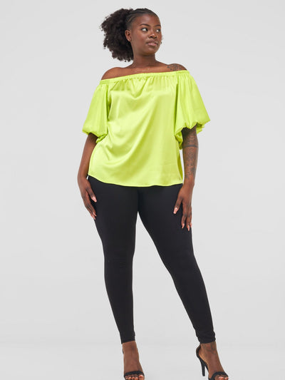 Vivo Sanyu Bubble Off - Shoulder Top - Lime - Shopzetu
