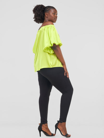 Vivo Sanyu Bubble Off - Shoulder Top - Lime - Shopzetu